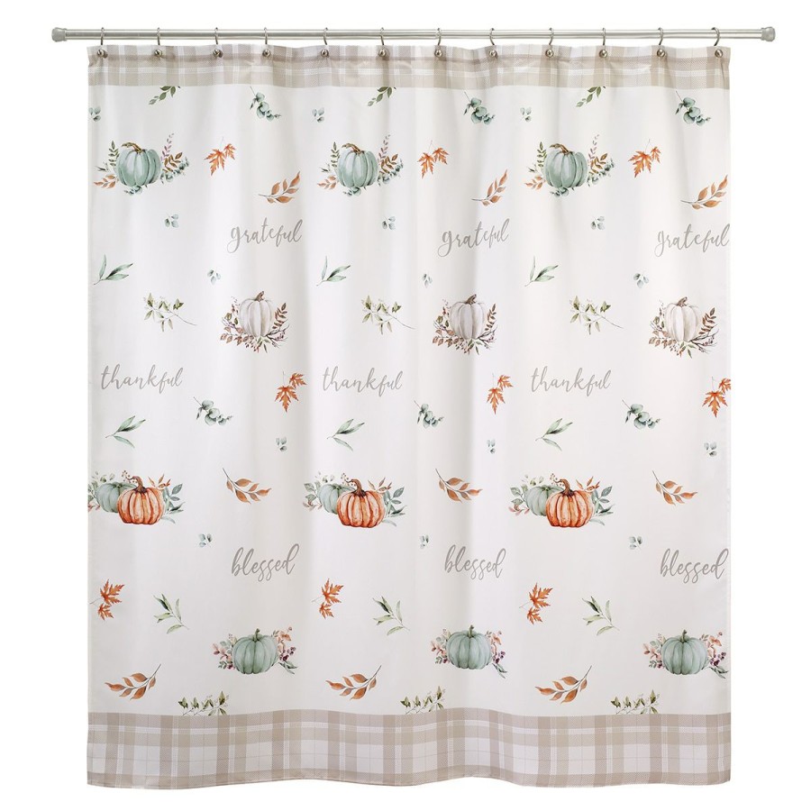 Shower Curtains * | Best Sale Shower Curtains Avanti Grateful Patch Shower Curtain Orange/Multi