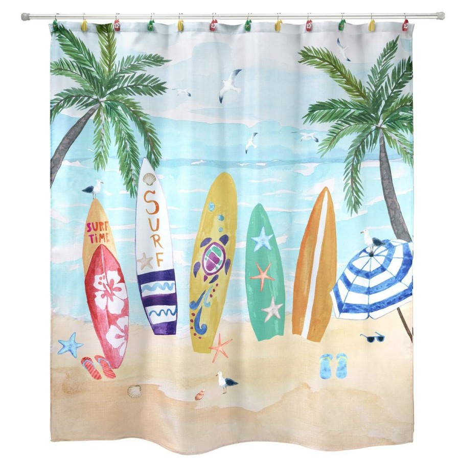 Shower Curtains * | Best Sale Shower Curtains Avanti Surf Time Shower Curtain Blue/Multi