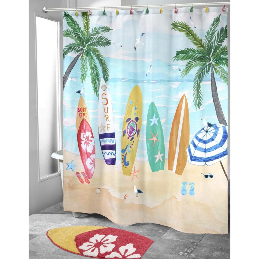 Shower Curtains * | Best Sale Shower Curtains Avanti Surf Time Shower Curtain Blue/Multi