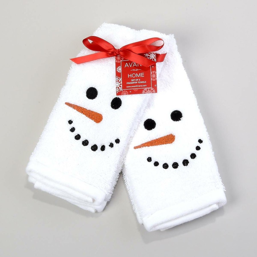 Towels * | Best Sale Avanti Holiday Cute Face 2Pk. Fingertip Towels White