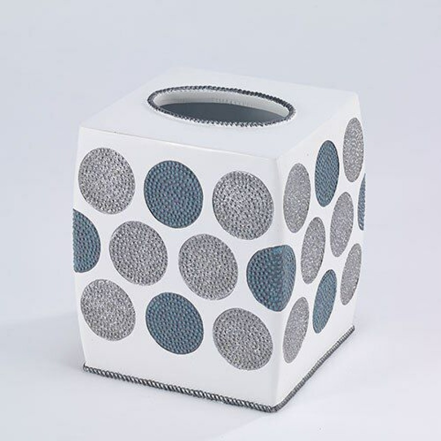 Tissue Box Holders * | Flash Sale Tissue Box Holders Avanti Dotted Circles Tissue Box Holder White