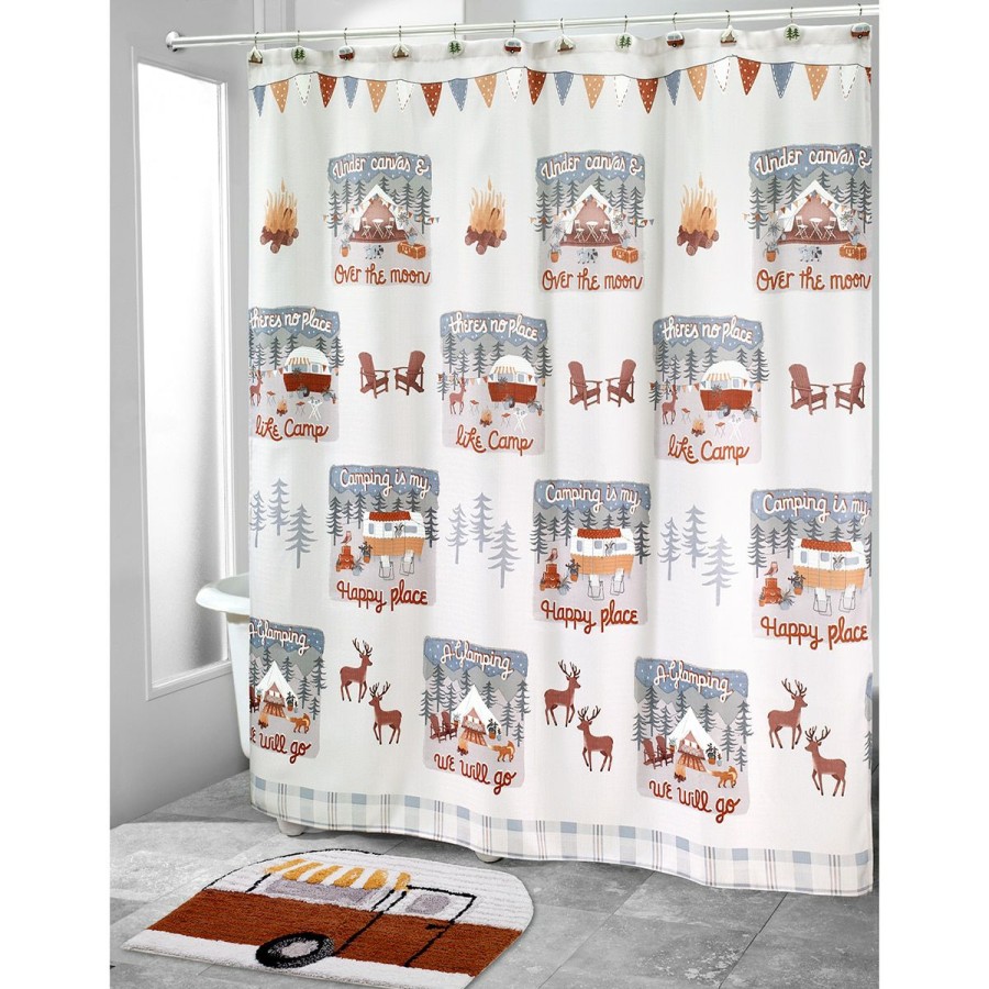 Shower Curtains * | Best Reviews Of Shower Curtains Avanti Gone Glamping Shower Curtain White/Multi