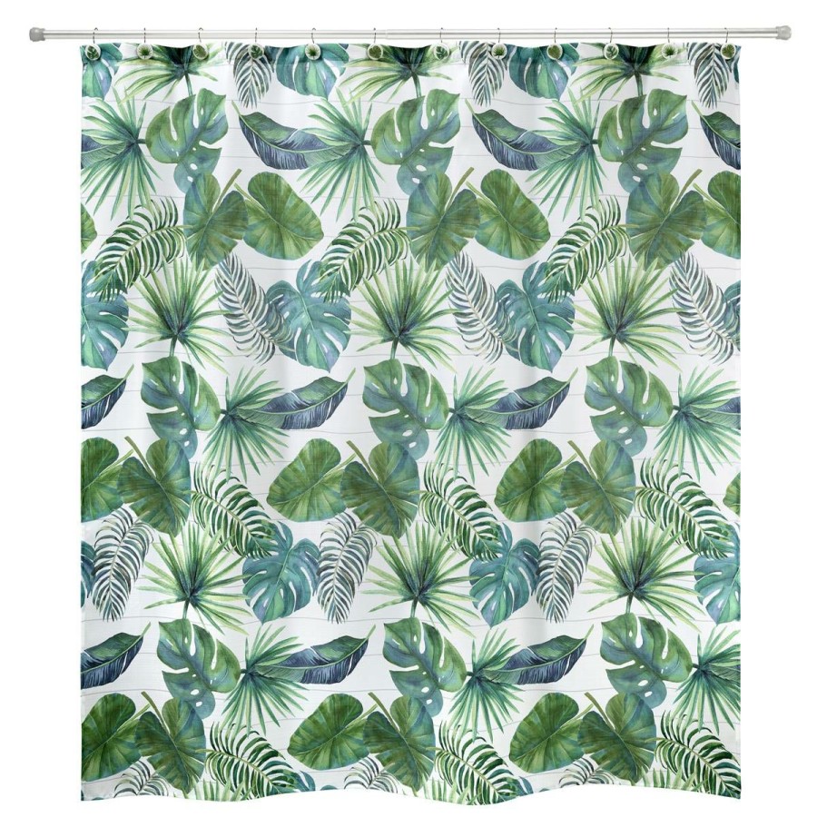 Shower Curtains * | Discount Shower Curtains Avanti Viva Palm Shower Curtain White/Green