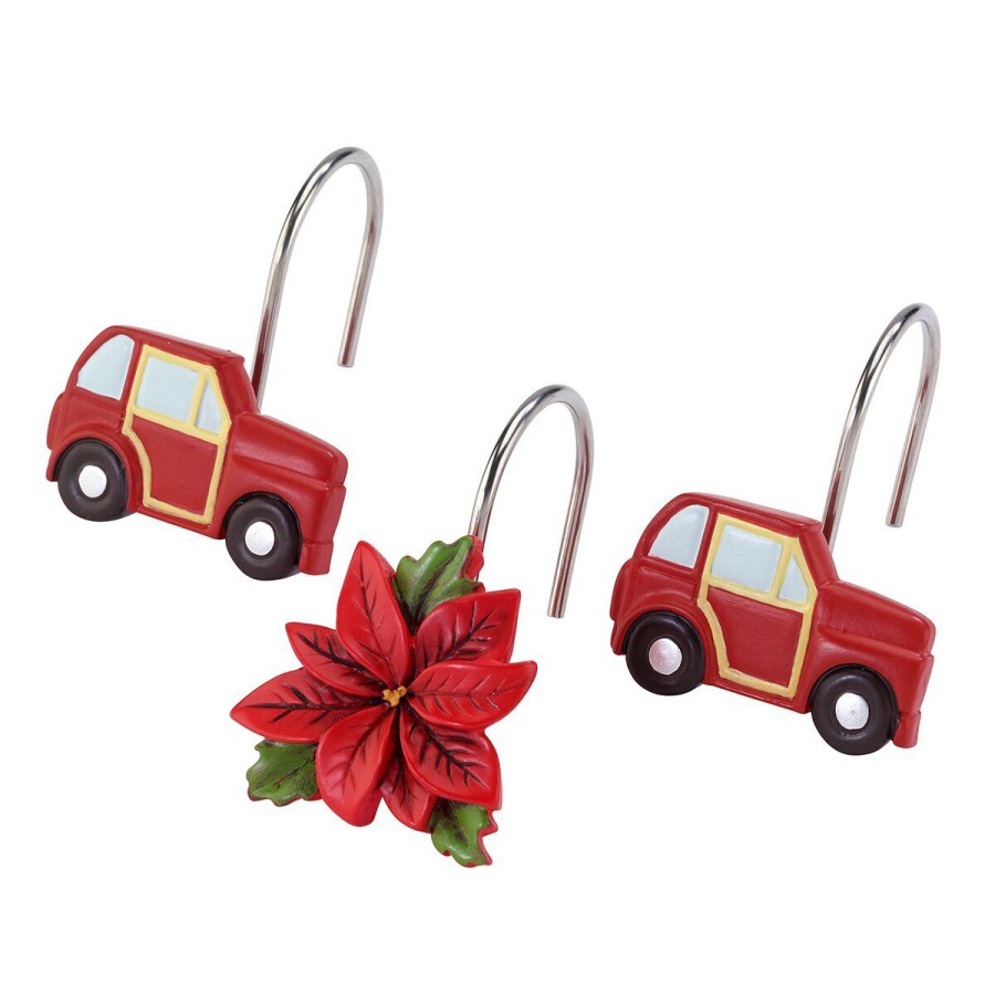 Shower Curtain Hooks * | Buy Avanti Woody Wagon Shower Curtain Hooks Red